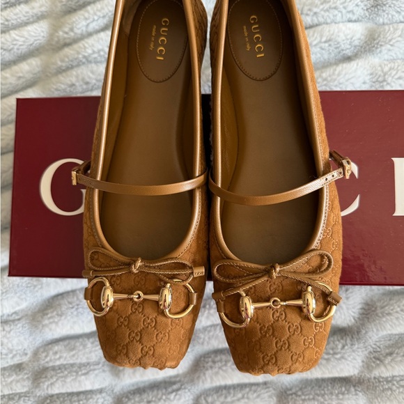 Gucci Brown GG Monogram Mary Jane Flats with Horsebit - Picture 3 of 6